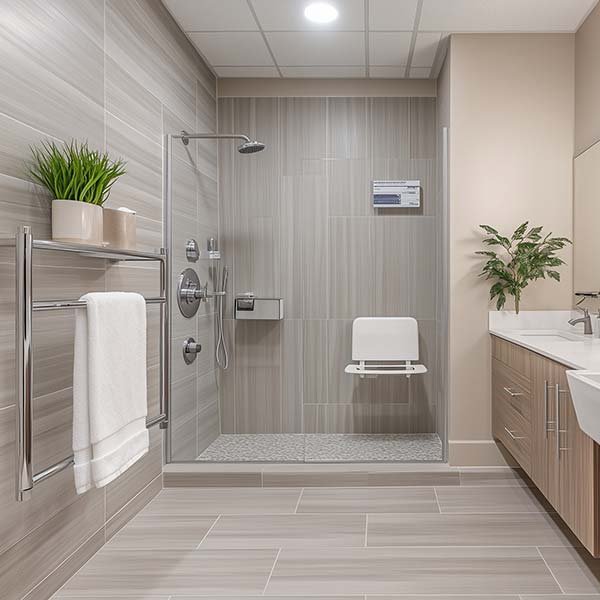 Barrierefreies Badezimmer mit Haltegriffen